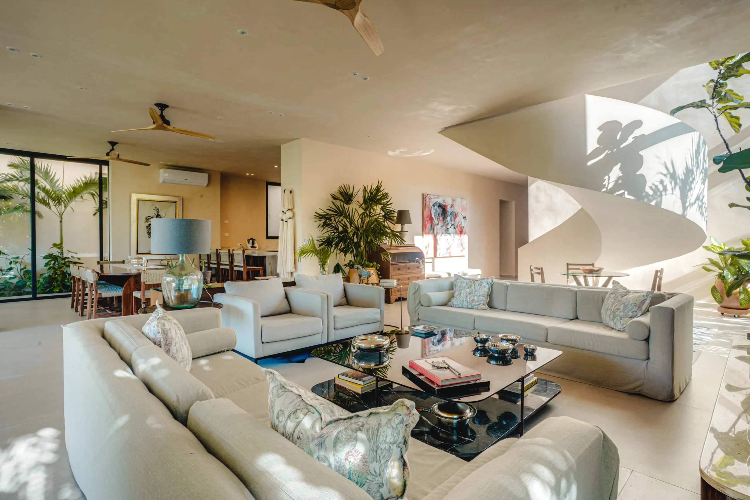 casa-anapaula-living-room-spiral-staircase-lounge-riviera-maya