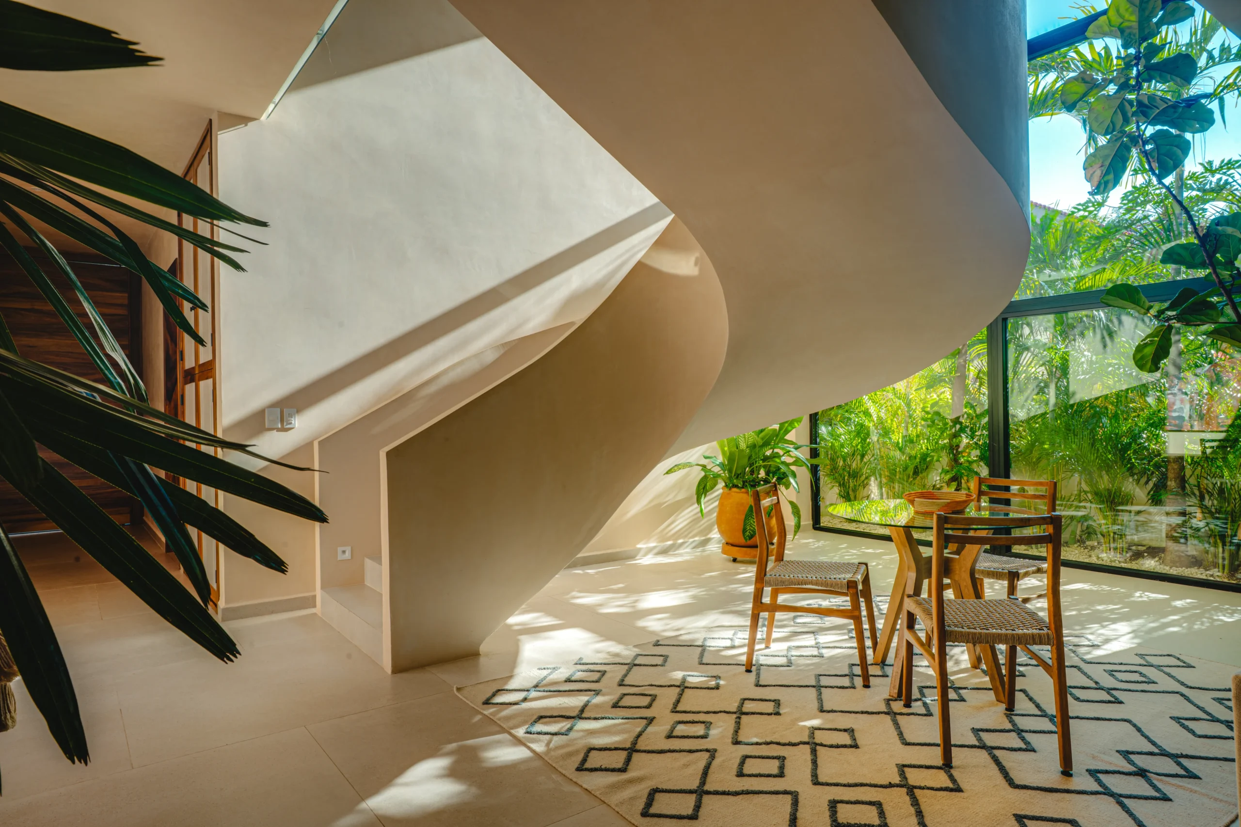 casa-anapaula-spiral-staircase-breakfast-nook-riviera-maya